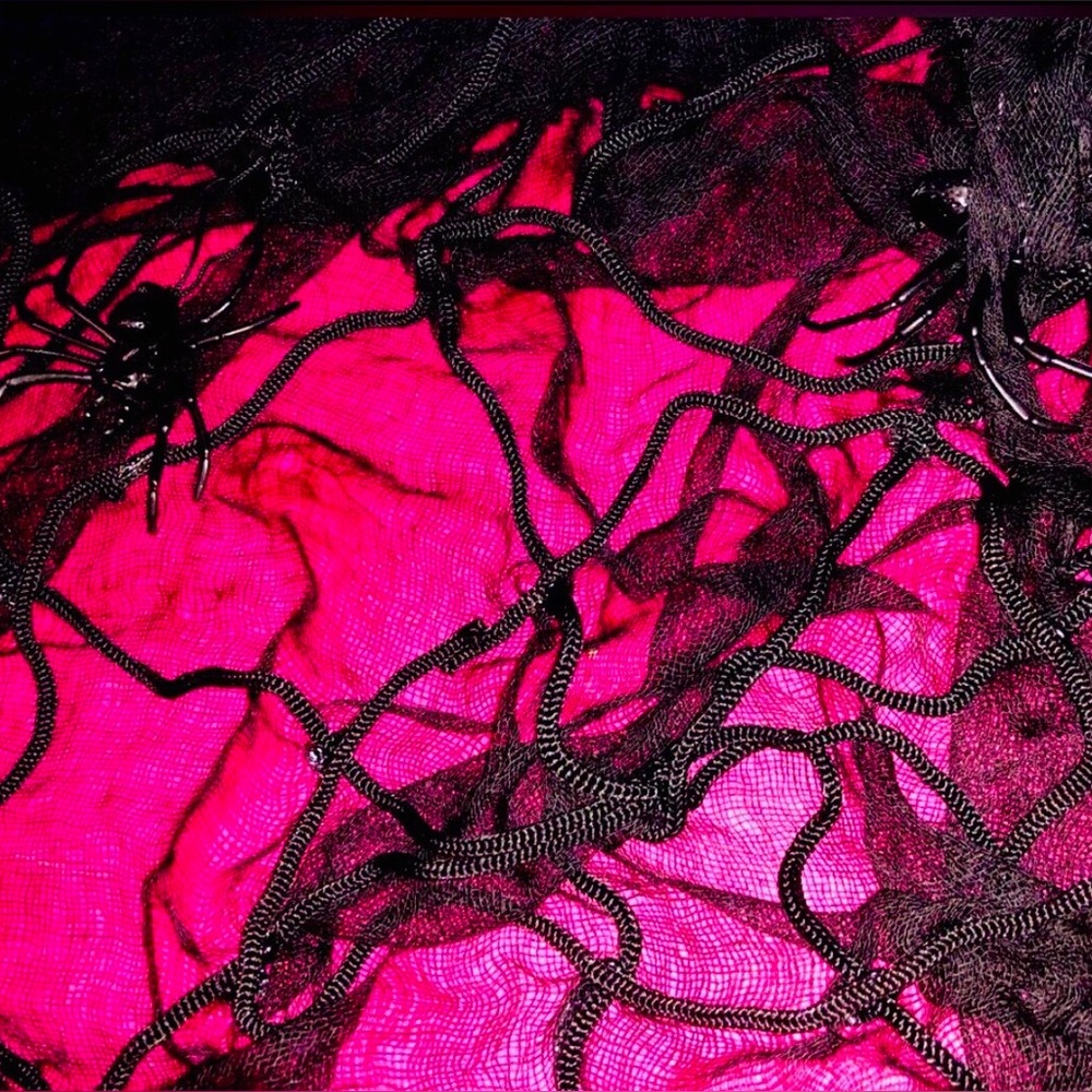 Halloween Black Spiders Web Hanging Tent Cloth Tablecloth Spooky Decoration